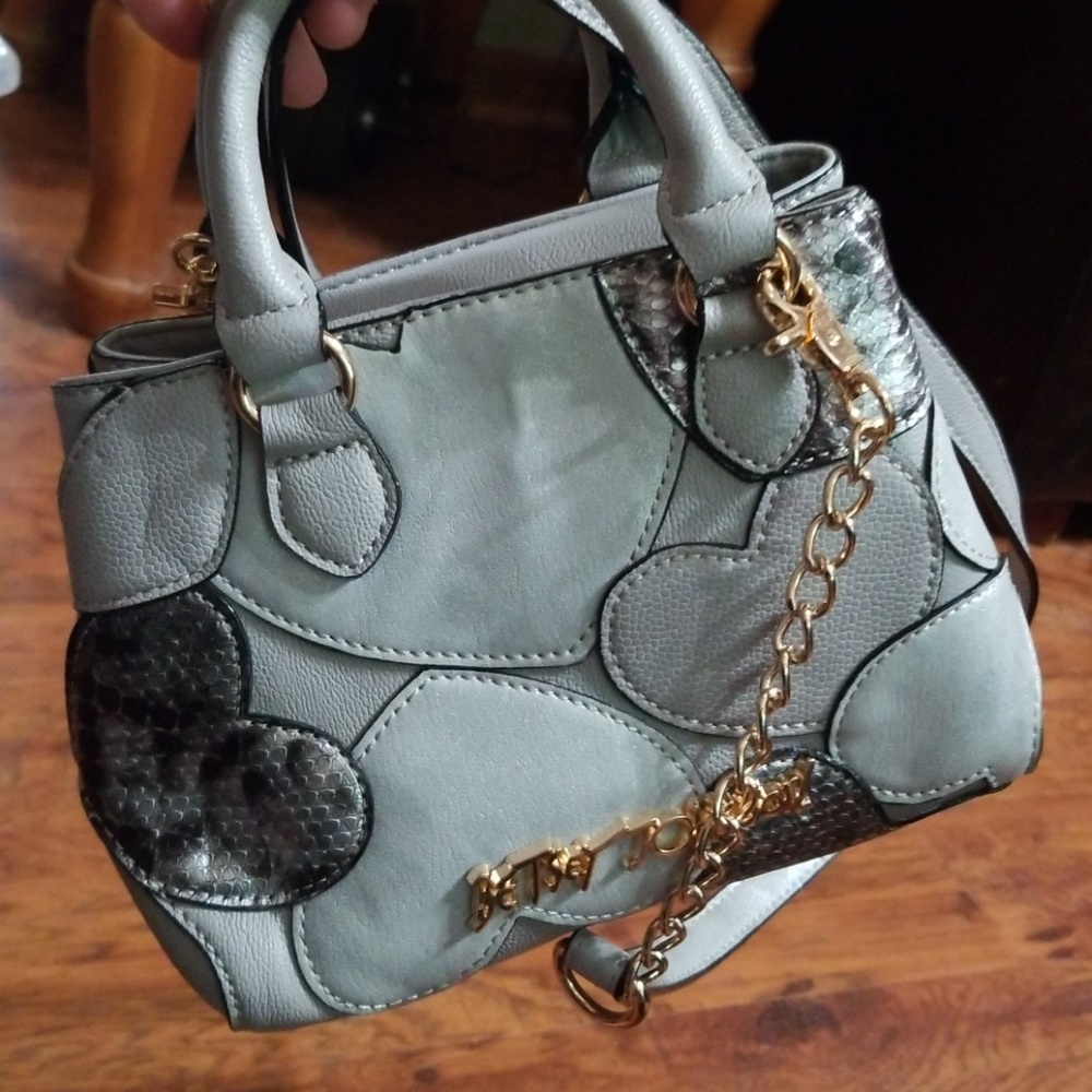 Betsey johnson gray hearts mini purse